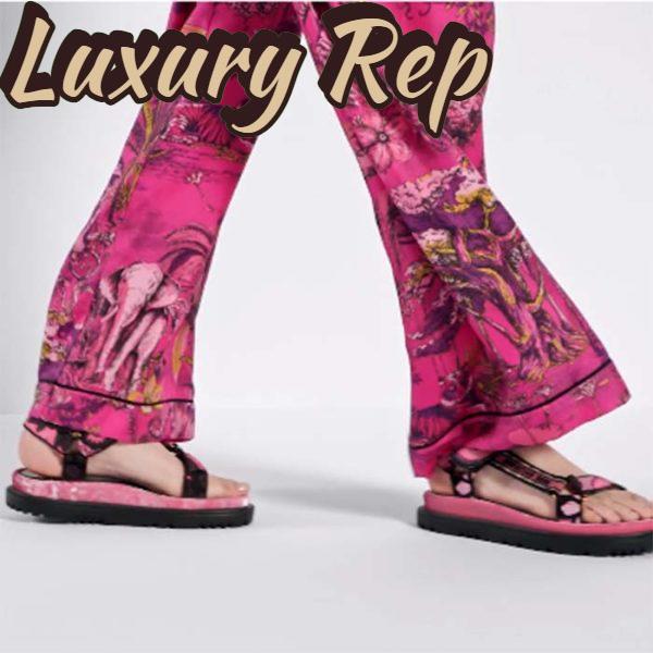 Replica Dior Women CD D-Wave Sandal Indy Pink Multicolor Cotton Jardin Indien Embroidery 13