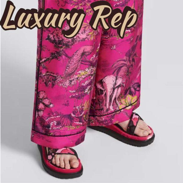 Replica Dior Women CD D-Wave Sandal Indy Pink Multicolor Cotton Jardin Indien Embroidery 14
