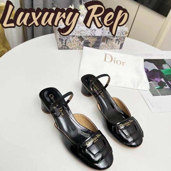 Replica Dior Women CD Day Slingback Pump Black Patent Calfskin 3