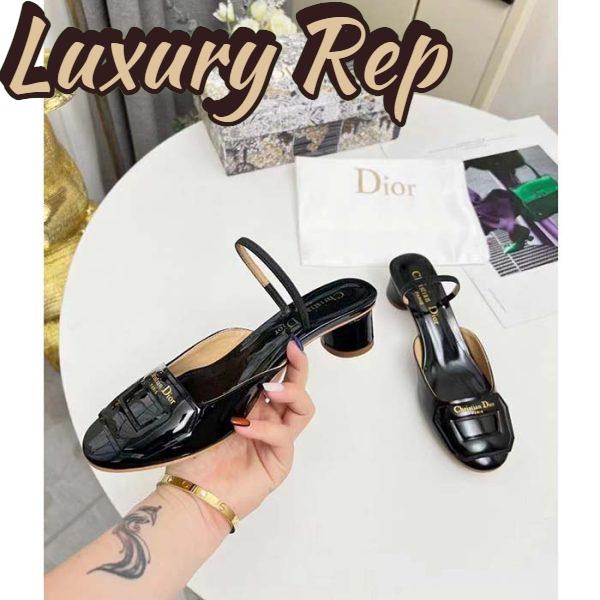 Replica Dior Women CD Day Slingback Pump Black Patent Calfskin 7