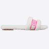 Replica Dior Women CD Shoes Chez Moi Slide Bright Pink Cotton Embroidery White Shearling