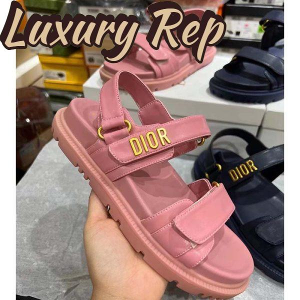 Replica Dior Women CD Shoes DiorAct Sandal Pink Lambskin Gold-Finish Metal Signature 3