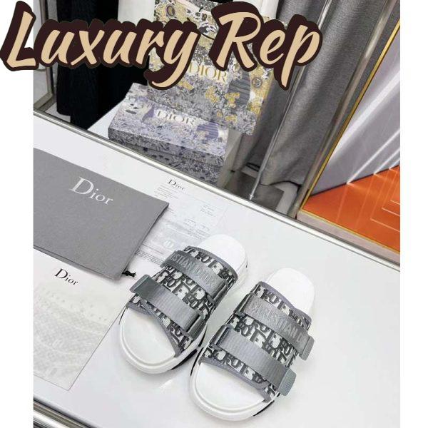 Replica Dior Women Shoes CD D-Wander Slide Gray Technical Fabric Dior Oblique Fabric 5