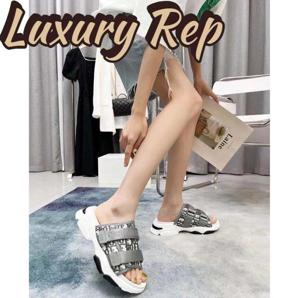 Replica Dior Women Shoes CD D-Wander Slide Gray Technical Fabric Dior Oblique Fabric 9