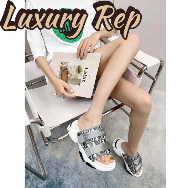 Replica Dior Women Shoes CD D-Wander Slide Gray Technical Fabric Dior Oblique Fabric 11