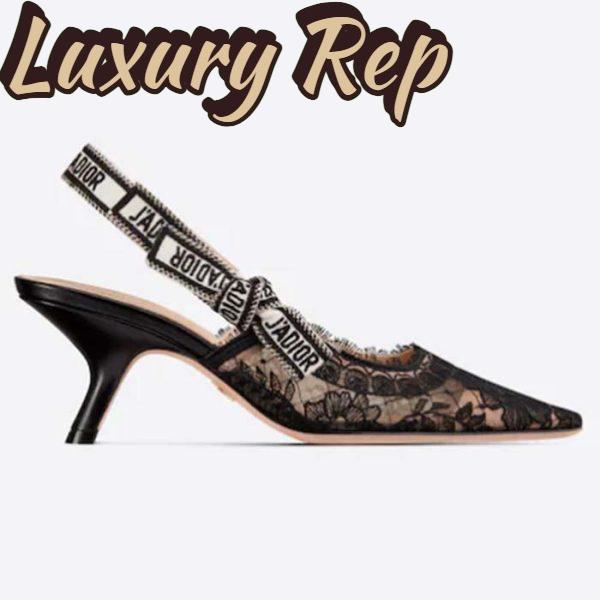 Replica Dior Women Shoes CD J’Adior Slingback Pump Black Multicolor Cotton Jardin Botanique Embroidery