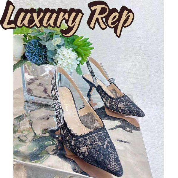 Replica Dior Women Shoes CD J’Adior Slingback Pump Black Multicolor Cotton Jardin Botanique Embroidery 5