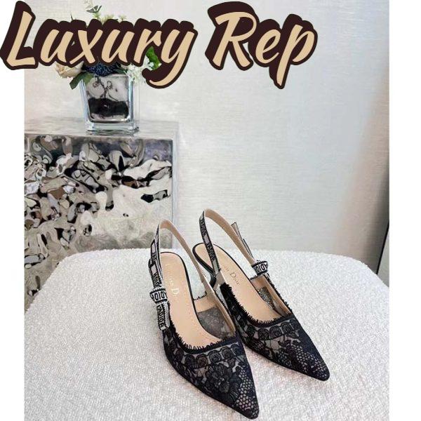 Replica Dior Women Shoes CD J’Adior Slingback Pump Black Multicolor Cotton Jardin Botanique Embroidery 6