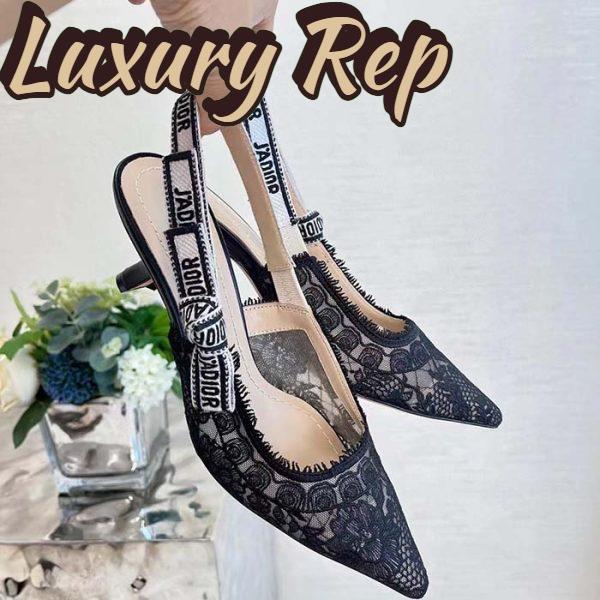 Replica Dior Women Shoes CD J’Adior Slingback Pump Black Multicolor Cotton Jardin Botanique Embroidery 7