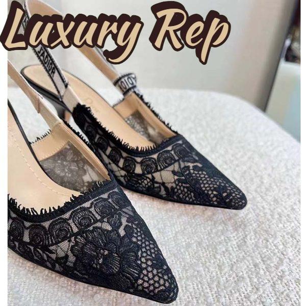 Replica Dior Women Shoes CD J’Adior Slingback Pump Black Multicolor Cotton Jardin Botanique Embroidery 8