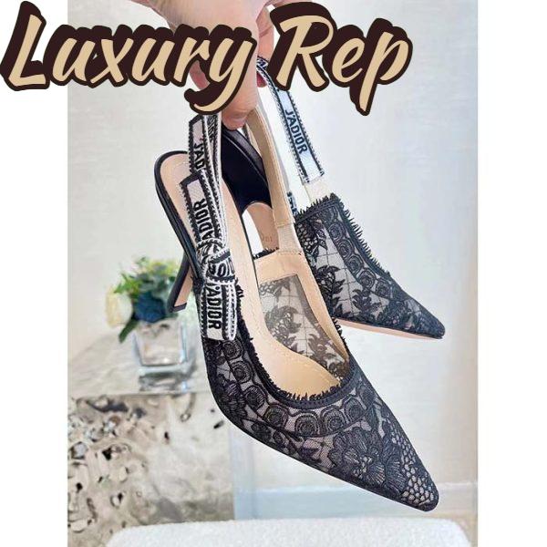 Replica Dior Women Shoes CD J’Adior Slingback Pump Black Multicolor Cotton Jardin Botanique Embroidery 9