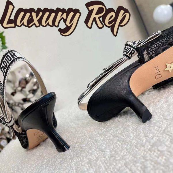 Replica Dior Women Shoes CD J’Adior Slingback Pump Black Multicolor Cotton Jardin Botanique Embroidery 11