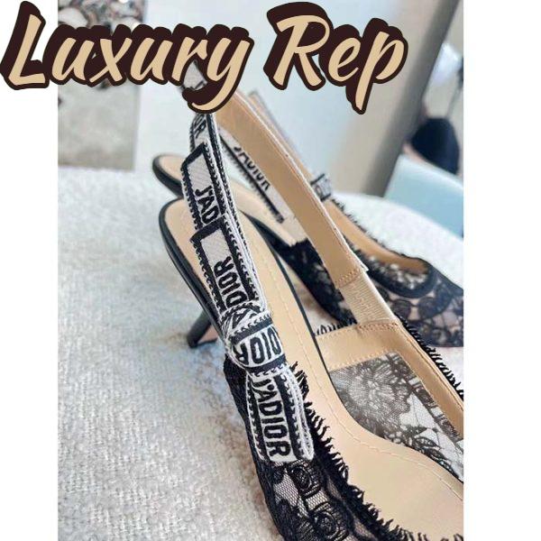 Replica Dior Women Shoes CD J’Adior Slingback Pump Black Multicolor Cotton Jardin Botanique Embroidery 12