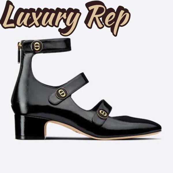 Replica Dior Women Shoes D-Doll Pump Black Shiny Laminated Calfskin