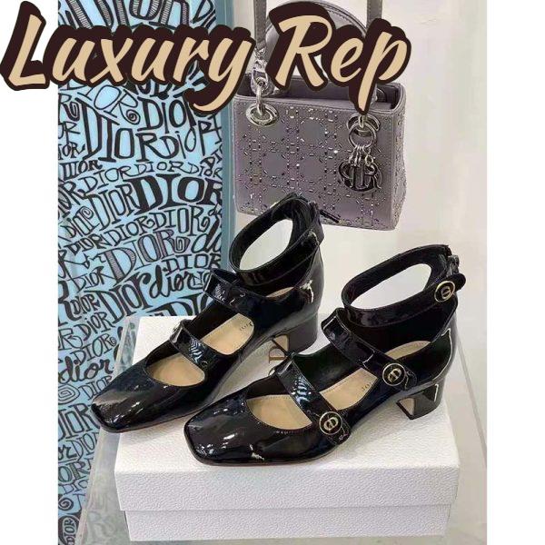 Replica Dior Women Shoes D-Doll Pump Black Shiny Laminated Calfskin 5