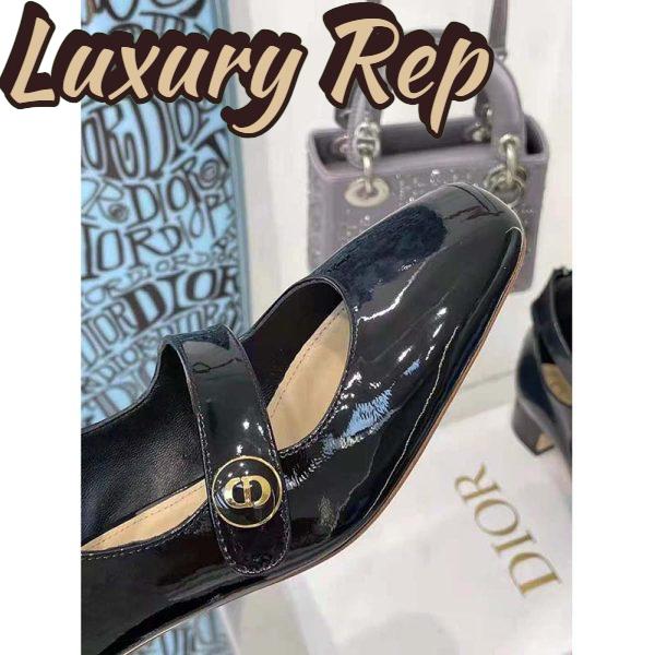 Replica Dior Women Shoes D-Doll Pump Black Shiny Laminated Calfskin 10