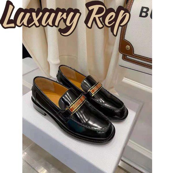 Replica Dior Women Shoes Dior Code Loafer Black Brushed Calfskin 4