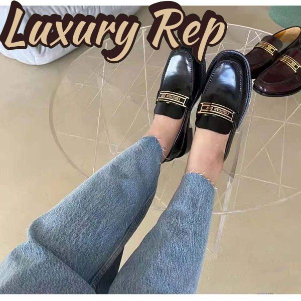 Replica Dior Women Shoes Dior Code Loafer Black Brushed Calfskin 17
