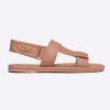 Replica Dior Women Shoes DiorAct Sandal Beige Lambskin Gold-Finish Metal DIOR Signature 11