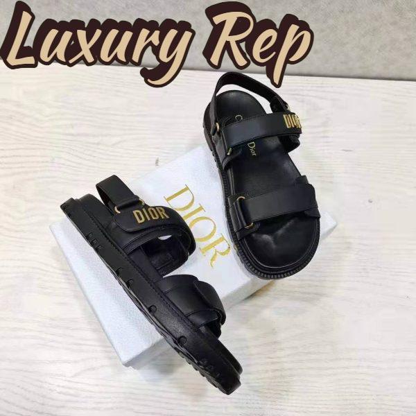 Replica Dior Women Shoes DiorAct Sandal Black Lambskin Gold-Finish Metal DIOR Signature 7
