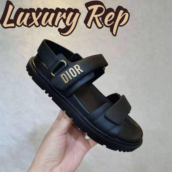 Replica Dior Women Shoes DiorAct Sandal Black Lambskin Gold-Finish Metal DIOR Signature 10