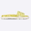 Replica Dior Women Shoes Dway Slide Lime Toile De Jouy Reverse Embroidered Cotton
