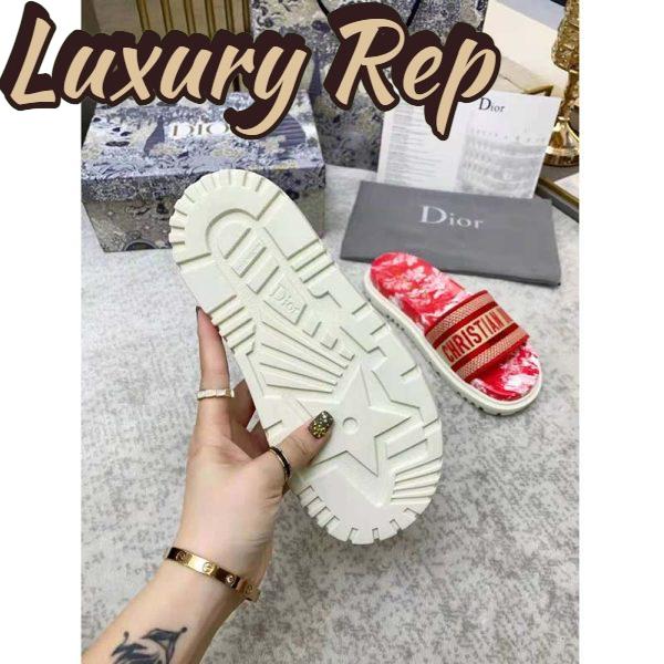 Replica Dior Women Shoes Dway Slide Raspberry Toile De Jouy Reverse Embroidered Cotton 7