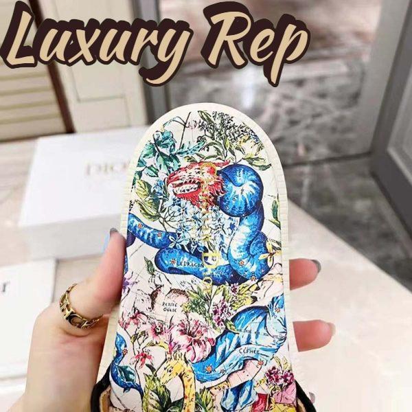Replica Dior Women Shoes Dway Slide White Embroidered Cotton Multicolor D-Constellation Motif 11