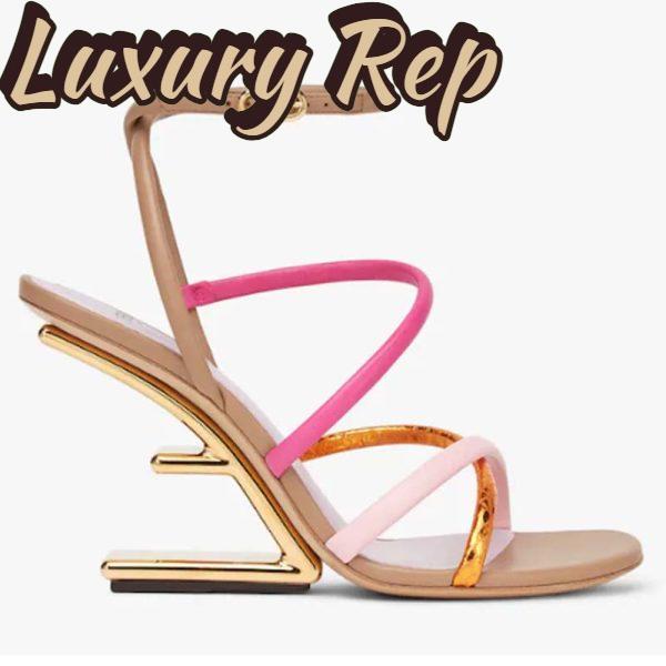 Replica Fendi Women FF First Pink Nappa Leather High-Heeled Sandals 9.5 cm Heel 2