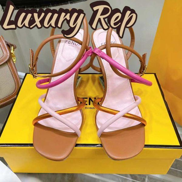 Replica Fendi Women FF First Pink Nappa Leather High-Heeled Sandals 9.5 cm Heel 4