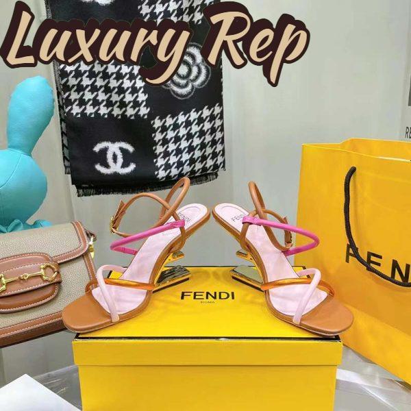 Replica Fendi Women FF First Pink Nappa Leather High-Heeled Sandals 9.5 cm Heel 7