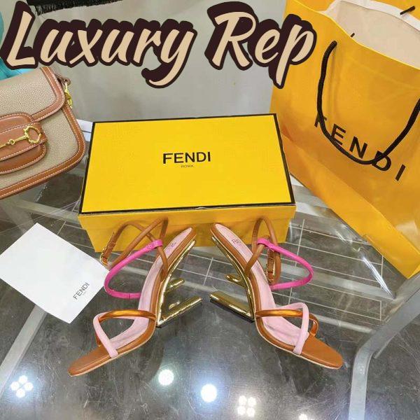 Replica Fendi Women FF First Pink Nappa Leather High-Heeled Sandals 9.5 cm Heel 8