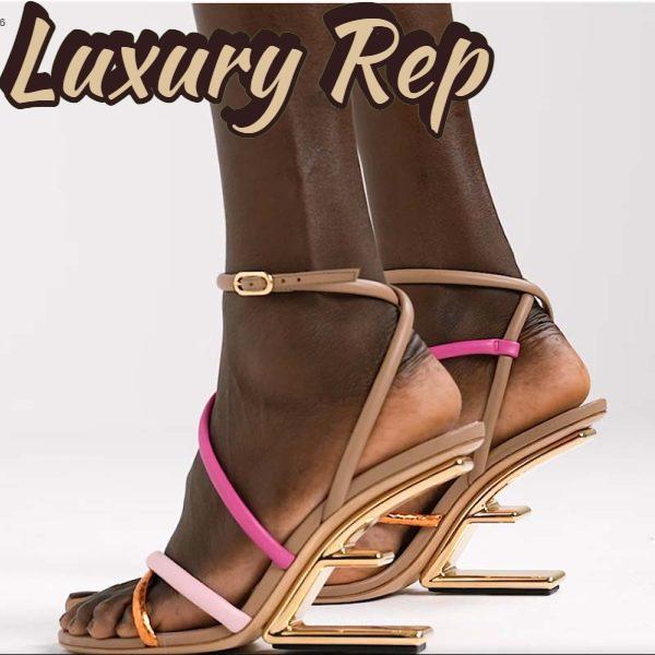 Replica Fendi Women FF First Pink Nappa Leather High-Heeled Sandals 9.5 cm Heel 14