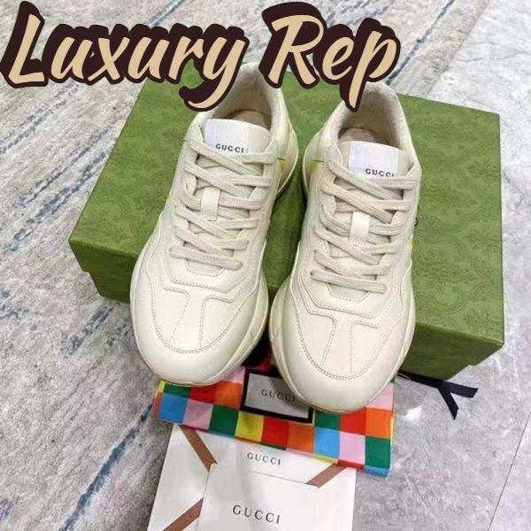 Replica Gucci Unisex GG Rhyton Sneaker White Demetra Inlaid Interlocking G Stars Rubber Low Heel 4
