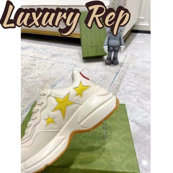 Replica Gucci Unisex GG Rhyton Sneaker White Demetra Inlaid Interlocking G Stars Rubber Low Heel 7