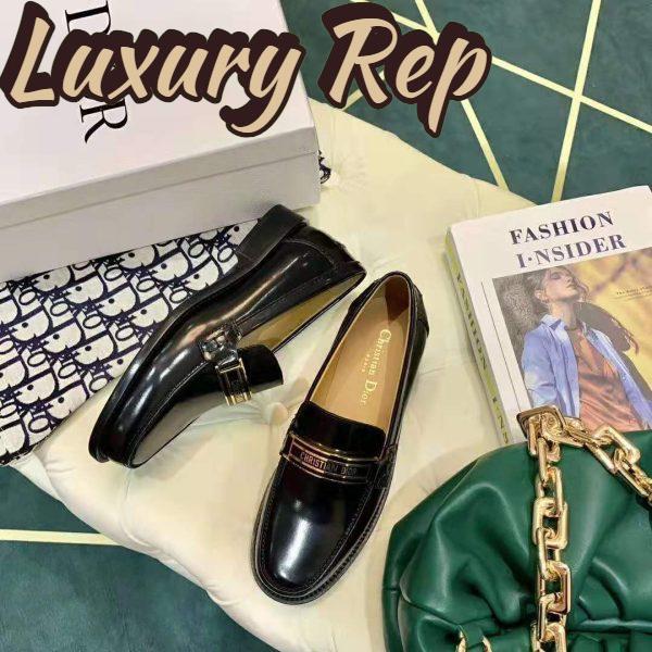 Replica Dior Women Dior Code Loafer Black Glazed Calfskin ‘Christian Dior’ Signature 4