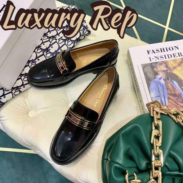 Replica Dior Women Dior Code Loafer Black Glazed Calfskin ‘Christian Dior’ Signature 6