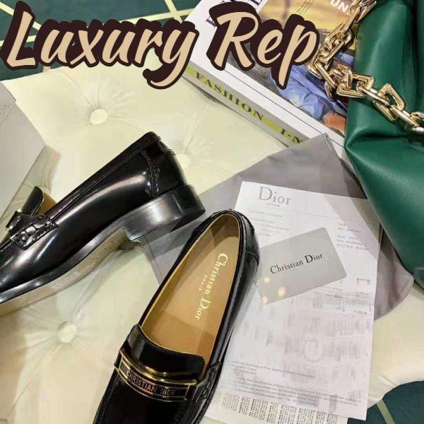 Replica Dior Women Dior Code Loafer Black Glazed Calfskin ‘Christian Dior’ Signature 9