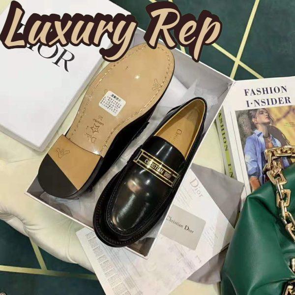 Replica Dior Women Dior Code Loafer Black Glazed Calfskin ‘Christian Dior’ Signature 11