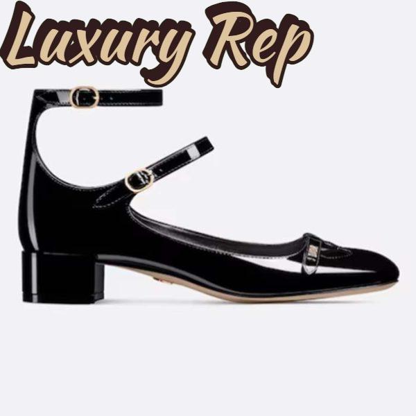 Replica Dior Women Shoes CD Aime Dior Ballerina Pump Black Patent Calfskin