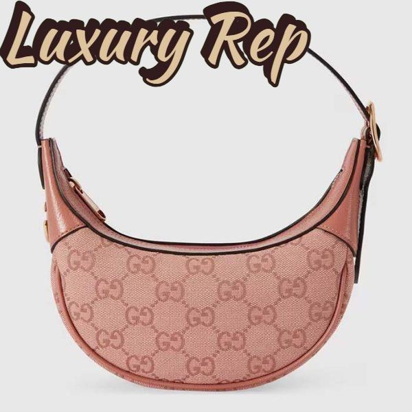 Replica Gucci Women Ophidia GG Mini Bag Pink Canvas Double G Rose Gold Hardware