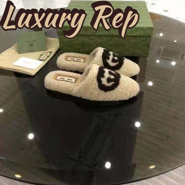 Replica Gucci GG Unisex Slipper with Interlocking G Light Brown Interlocking G Merino Wool 3