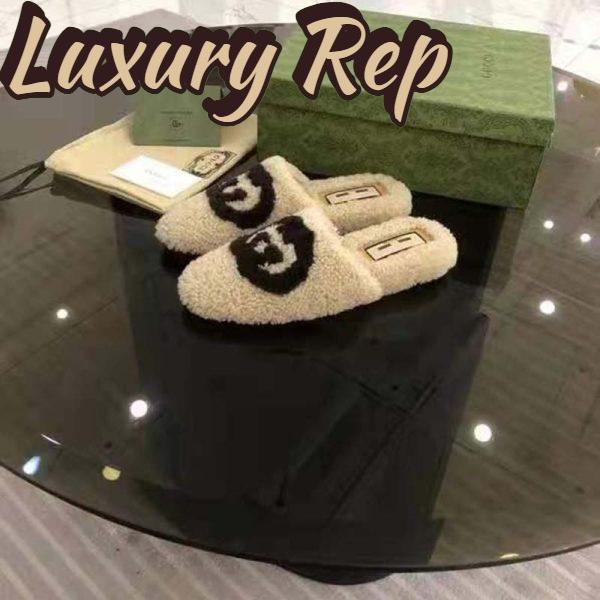 Replica Gucci GG Unisex Slipper with Interlocking G Light Brown Interlocking G Merino Wool 7