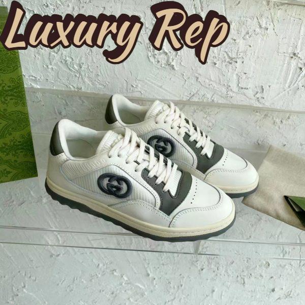 Replica Gucci Unisex GG MAC80 Sneaker Off White Grey Leather Round Toe Rubber Flat 3