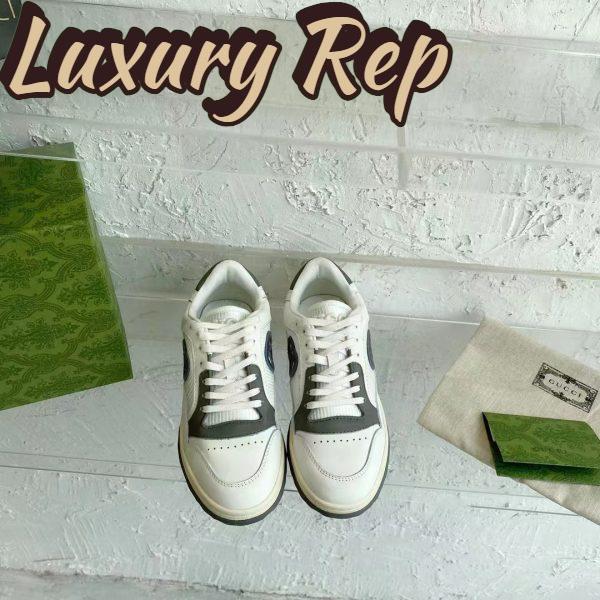 Replica Gucci Unisex GG MAC80 Sneaker Off White Grey Leather Round Toe Rubber Flat 4