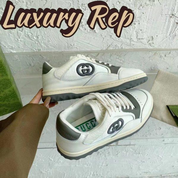 Replica Gucci Unisex GG MAC80 Sneaker Off White Grey Leather Round Toe Rubber Flat 5