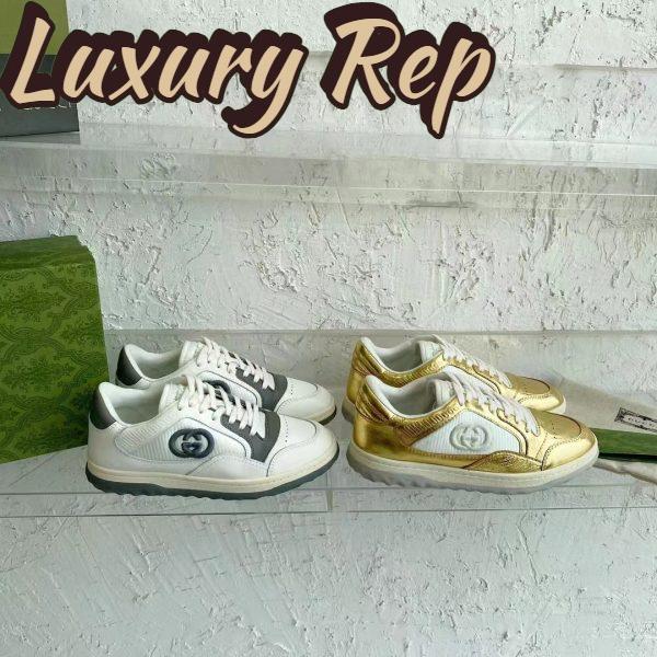 Replica Gucci Unisex GG MAC80 Sneaker Off White Grey Leather Round Toe Rubber Flat 8