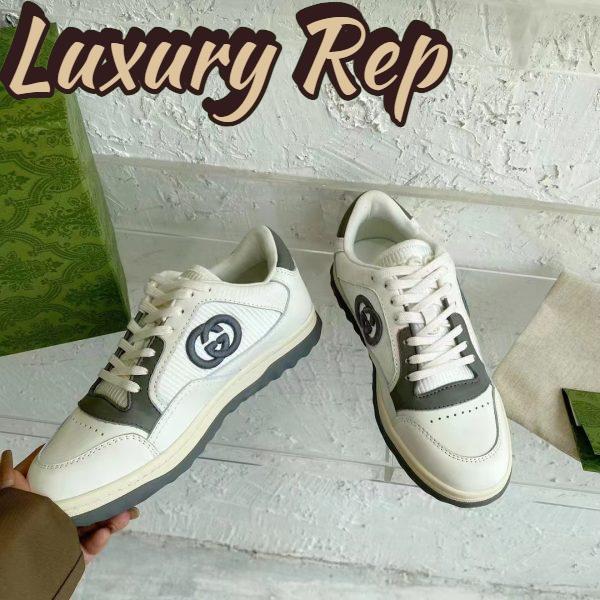 Replica Gucci Unisex GG MAC80 Sneaker Off White Grey Leather Round Toe Rubber Flat 9