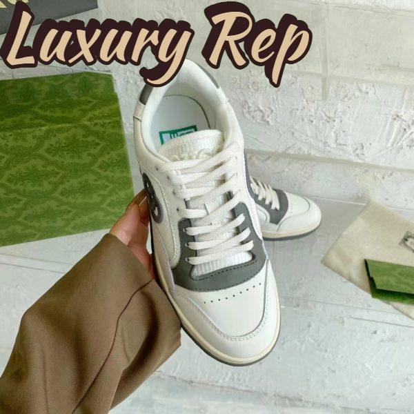 Replica Gucci Unisex GG MAC80 Sneaker Off White Grey Leather Round Toe Rubber Flat 10