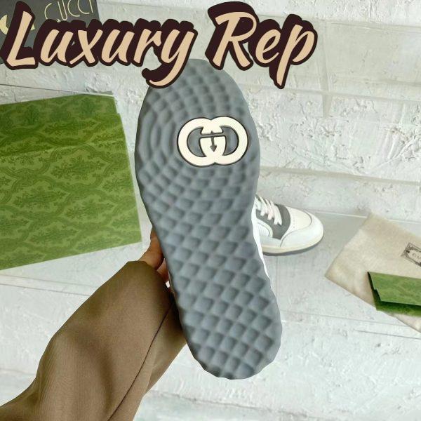 Replica Gucci Unisex GG MAC80 Sneaker Off White Grey Leather Round Toe Rubber Flat 12